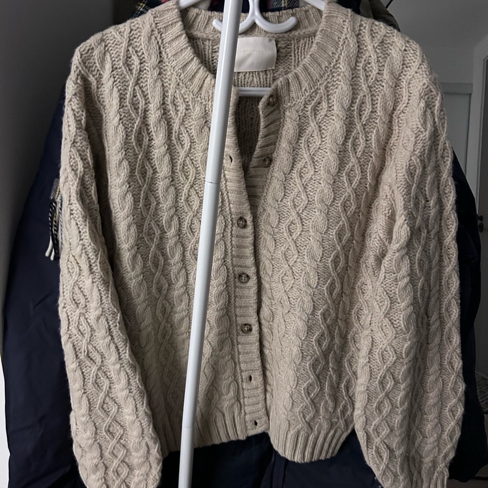 Light Beige Vintage-inspired Wool-Blend Sweater